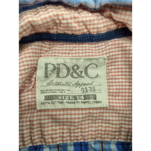 PD&C Boys Flannel Button Up Long Sleeve Shirt Size 14 Plaid Blue 100% Cotton - Picture 5 of 9